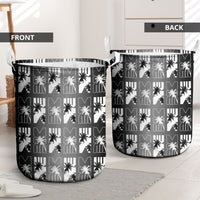 Bula Fiji Laundry Basket Black Makare Masi Tapa Pattern LT05 - Polynesian Pride