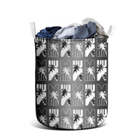 Bula Fiji Laundry Basket Black Makare Masi Tapa Pattern LT05 - Polynesian Pride