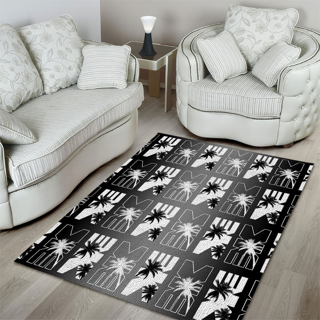 Bula Fiji Area Rug Black Makare Masi Tapa Pattern LT05 - Polynesian Pride