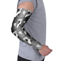 Bula Fiji Arm Sleeves Black Makare Masi Tapa Pattern LT05 - Polynesian Pride
