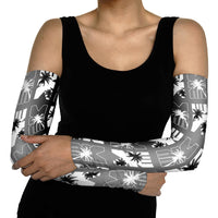 Bula Fiji Arm Sleeves Black Makare Masi Tapa Pattern LT05 - Polynesian Pride