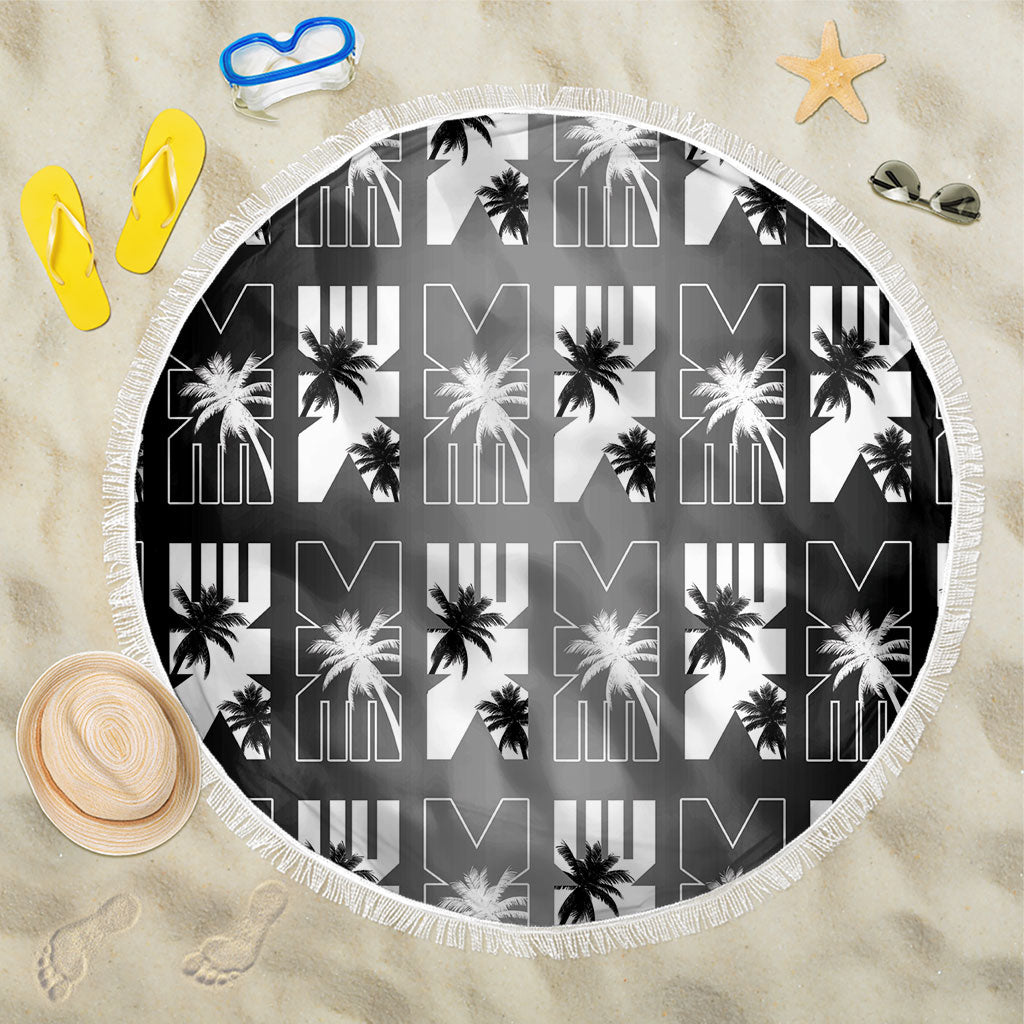 Bula Fiji Beach Blanket Black Makare Masi Tapa Pattern LT05 One Size 150cm Black - Polynesian Pride