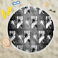 Bula Fiji Beach Blanket Black Makare Masi Tapa Pattern LT05 One Size 150cm Black - Polynesian Pride