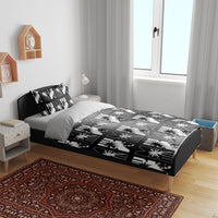 Bula Fiji Bedding Set Black Makare Masi Tapa Pattern LT05 - Polynesian Pride