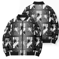 Bula Fiji Bomber Puffer Jacket Black Makare Masi Tapa Pattern LT05 - Polynesian Pride