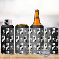 Bula Fiji 4 in 1 Can Cooler Tumbler Black Makare Masi Tapa Pattern LT05 - Polynesian Pride