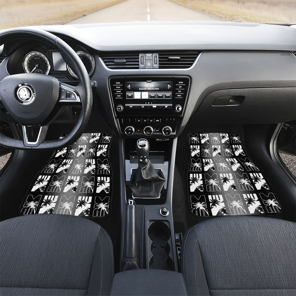 Bula Fiji Car Mats Black Makare Masi Tapa Pattern LT05 Set 2pcs - Front Black - Polynesian Pride