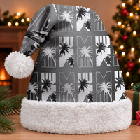 Bula Fiji Christmas Santa Hat Black Makare Masi Tapa Pattern LT05 With Fur Black - Polynesian Pride