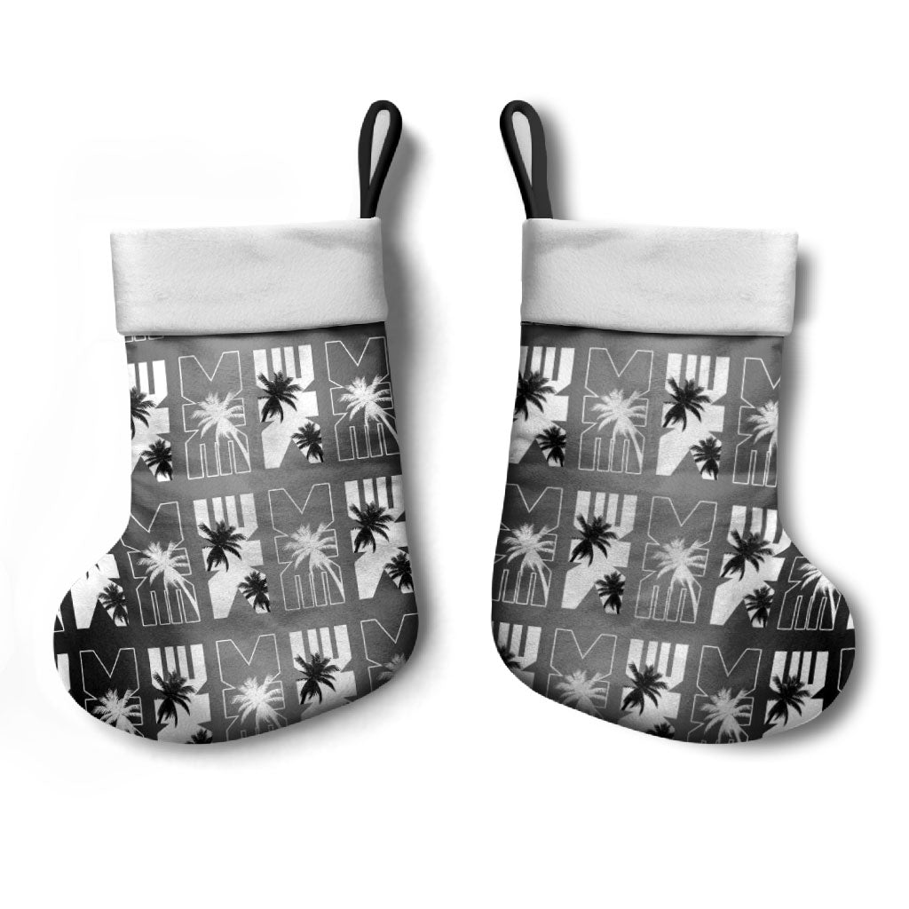 Bula Fiji Christmas Stocking Black Makare Masi Tapa Pattern LT05 - Polynesian Pride