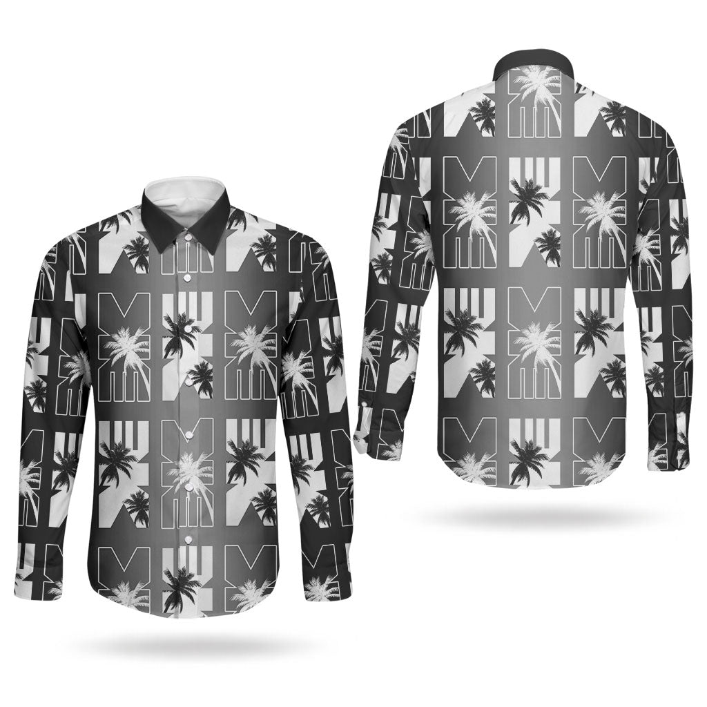 Bula Fiji Couples Matching Tank Maxi Dress and Long Sleeve Button Shirt Black Makare Masi Tapa Pattern LT05 - Polynesian Pride