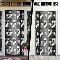 Bula Fiji Door Cover Black Makare Masi Tapa Pattern LT05 - Polynesian Pride