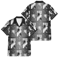 Bula Fiji Family Matching Tank Maxi Dress and Hawaiian Shirt Black Makare Masi Tapa Pattern LT05 Dad's Shirt - Short Sleeve Black - Polynesian Pride