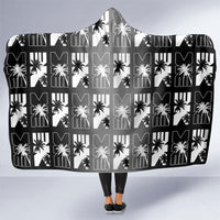 Bula Fiji Hooded Blanket Black Makare Masi Tapa Pattern LT05 One Size Black - Polynesian Pride