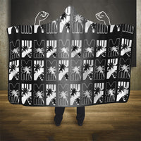 Bula Fiji Hooded Blanket Black Makare Masi Tapa Pattern LT05 - Polynesian Pride