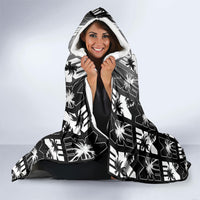 Bula Fiji Hooded Blanket Black Makare Masi Tapa Pattern LT05 - Polynesian Pride