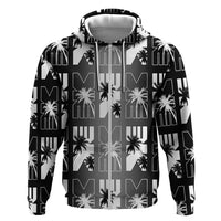 Bula Fiji Hoodie Black Makare Masi Tapa Pattern LT05 Zip Hoodie Black - Polynesian Pride