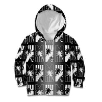 Bula Fiji Kid Hoodie Black Makare Masi Tapa Pattern LT05 Hoodie Black - Polynesian Pride