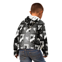 Bula Fiji Kid Hoodie Black Makare Masi Tapa Pattern LT05 - Polynesian Pride