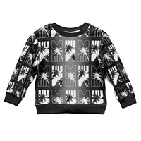 Bula Fiji Kid Ugly Christmas Sweater Black Makare Masi Tapa Pattern LT05 Kid Black - Polynesian Pride