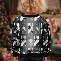 Bula Fiji Kid Ugly Christmas Sweater Black Makare Masi Tapa Pattern LT05 - Polynesian Pride