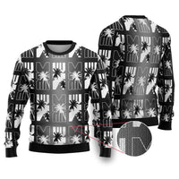 Bula Fiji Ugly Christmas Sweater Black Makare Masi Tapa Pattern LT05 Black - Polynesian Pride