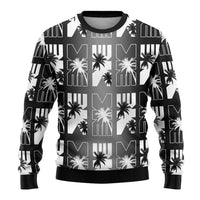 Bula Fiji Ugly Christmas Sweater Black Makare Masi Tapa Pattern LT05 - Polynesian Pride
