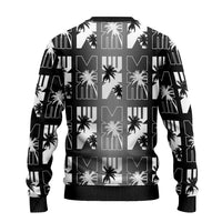 Bula Fiji Ugly Christmas Sweater Black Makare Masi Tapa Pattern LT05 - Polynesian Pride