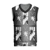 Bula Fiji Christmas Knitted V-Neck Vest Black Makare Masi Tapa Pattern LT05 Black - Polynesian Pride