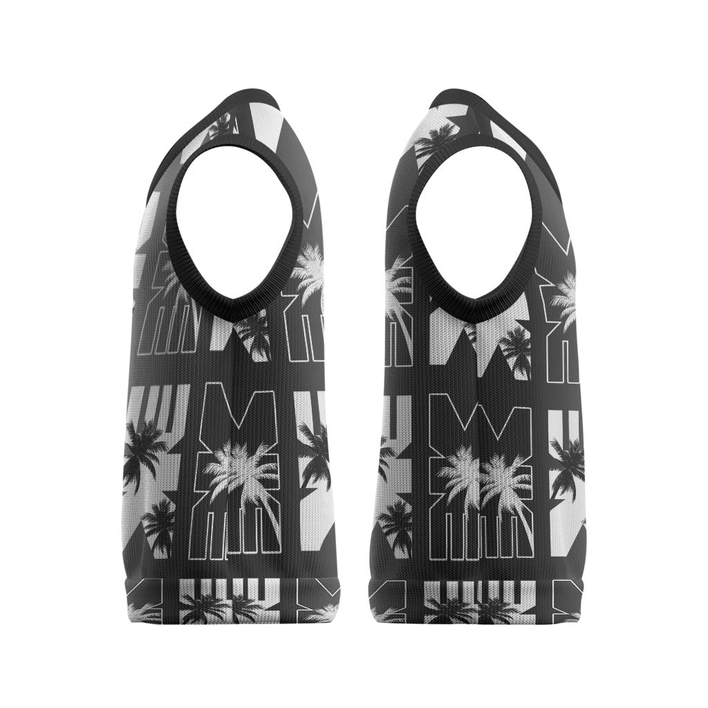 Bula Fiji Christmas Knitted V-Neck Vest Black Makare Masi Tapa Pattern LT05 - Polynesian Pride