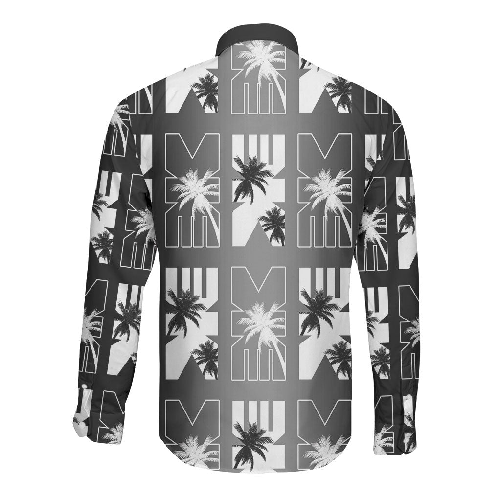 Bula Fiji Long Sleeve Button Shirt Black Makare Masi Tapa Pattern LT05 - Polynesian Pride