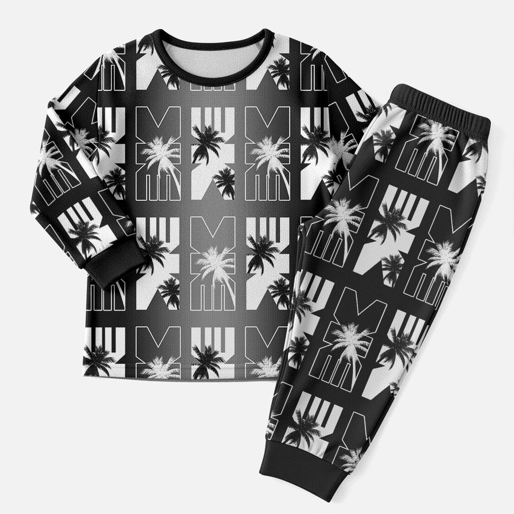 Bula Fiji Christmas Pajama Set Black Makare Masi Tapa Pattern LT05 Men Black - Polynesian Pride