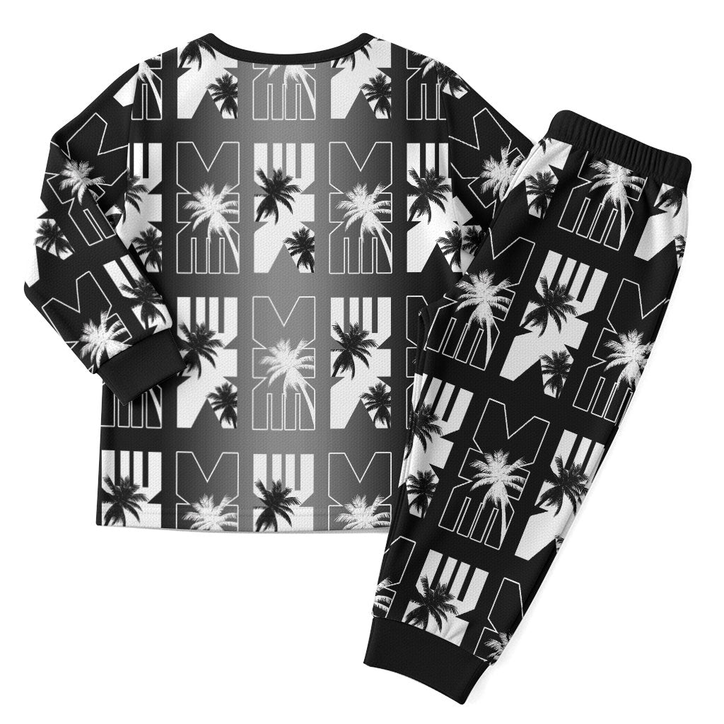 Bula Fiji Christmas Pajama Set Black Makare Masi Tapa Pattern LT05 - Polynesian Pride