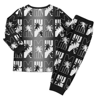 Bula Fiji Christmas Pajama Set Black Makare Masi Tapa Pattern LT05 - Polynesian Pride