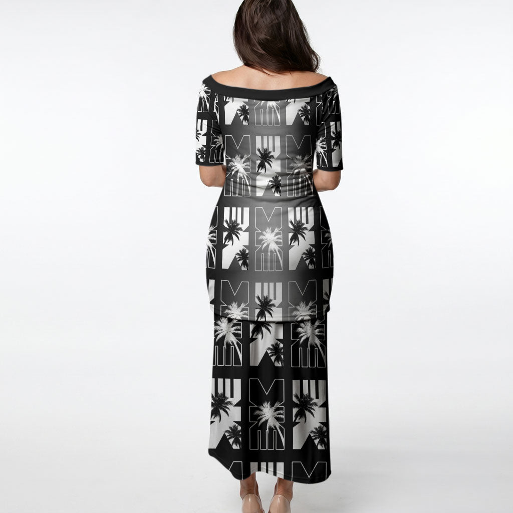 Bula Fiji Puletasi Black Makare Masi Tapa Pattern LT05 - Polynesian Pride