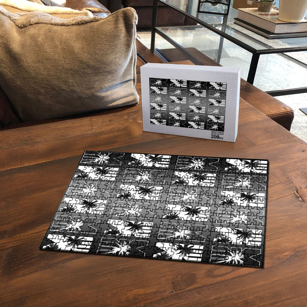 Bula Fiji Puzzle Black Makare Masi Tapa Pattern LT05 - Polynesian Pride