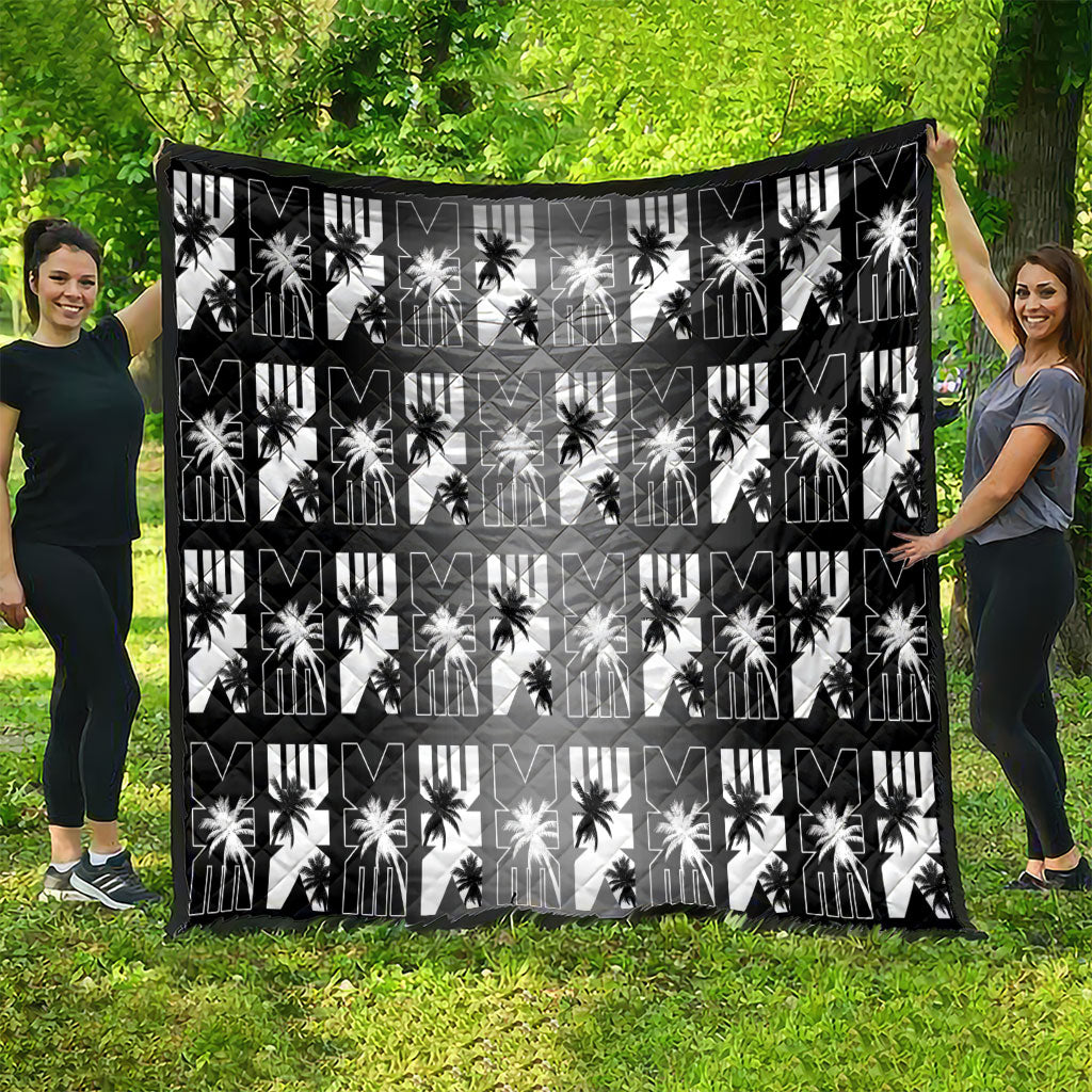 Bula Fiji Quilt Black Makare Masi Tapa Pattern LT05 - Polynesian Pride