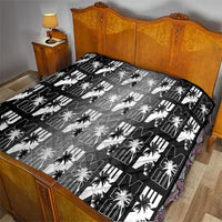 Bula Fiji Quilt Black Makare Masi Tapa Pattern LT05 - Polynesian Pride