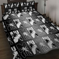 Bula Fiji Quilt Bed Set Black Makare Masi Tapa Pattern LT05 Black - Polynesian Pride