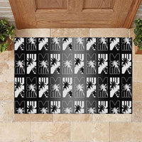 Bula Fiji Rubber Doormat Black Makare Masi Tapa Pattern LT05 Black - Polynesian Pride