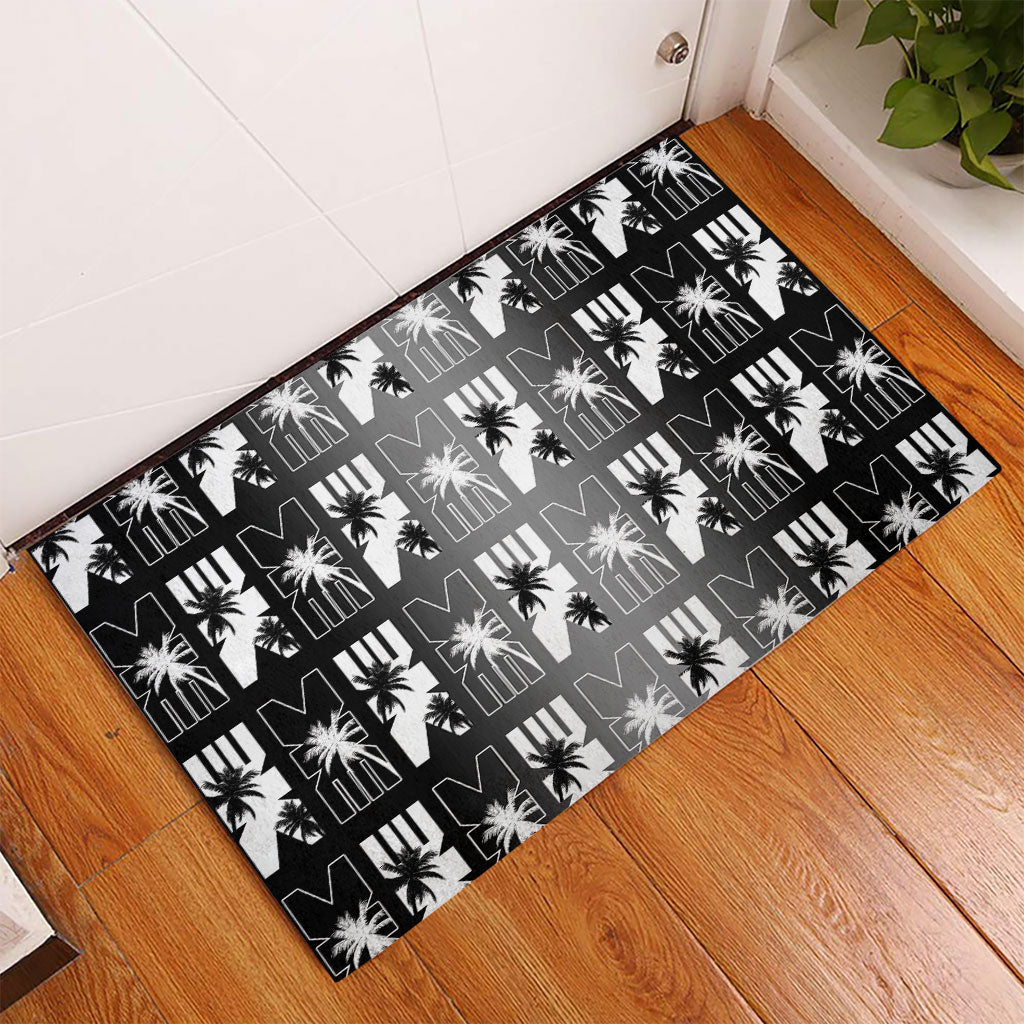 Bula Fiji Rubber Doormat Black Makare Masi Tapa Pattern LT05 - Polynesian Pride