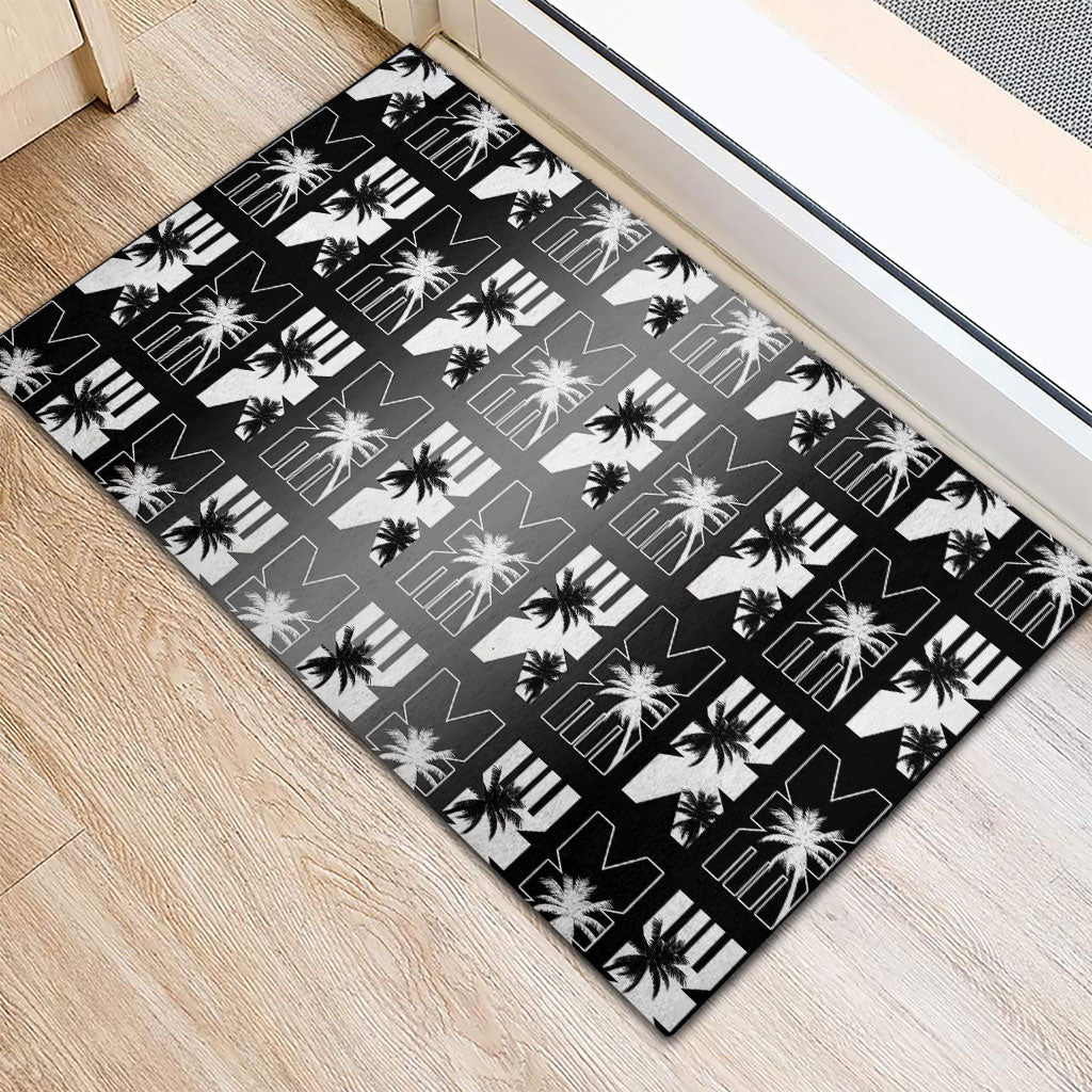 Bula Fiji Rubber Doormat Black Makare Masi Tapa Pattern LT05 - Polynesian Pride