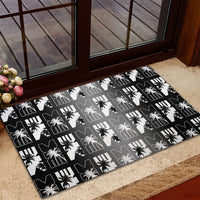 Bula Fiji Rubber Doormat Black Makare Masi Tapa Pattern LT05 - Polynesian Pride