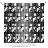 Bula Fiji Shower Curtain Black Makare Masi Tapa Pattern LT05 Black - Polynesian Pride