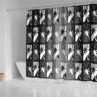 Bula Fiji Shower Curtain Black Makare Masi Tapa Pattern LT05 - Polynesian Pride