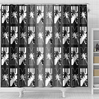 Bula Fiji Shower Curtain Black Makare Masi Tapa Pattern LT05 - Polynesian Pride