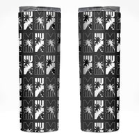 Bula Fiji Skinny Tumbler Black Makare Masi Tapa Pattern LT05 Black - Polynesian Pride