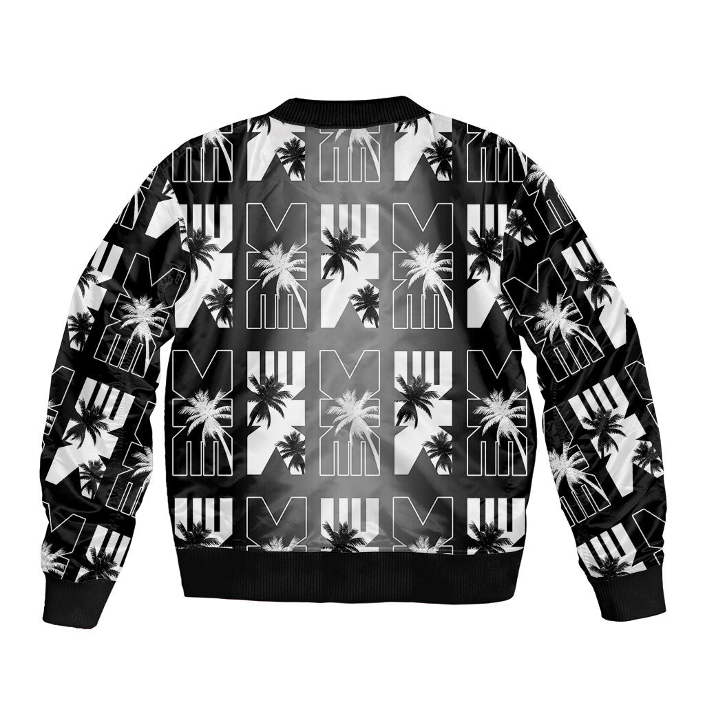 Bula Fiji Sleeve Zip Bomber Jacket Black Makare Masi Tapa Pattern LT05 - Polynesian Pride