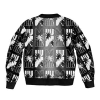 Bula Fiji Sleeve Zip Bomber Jacket Black Makare Masi Tapa Pattern LT05 - Polynesian Pride