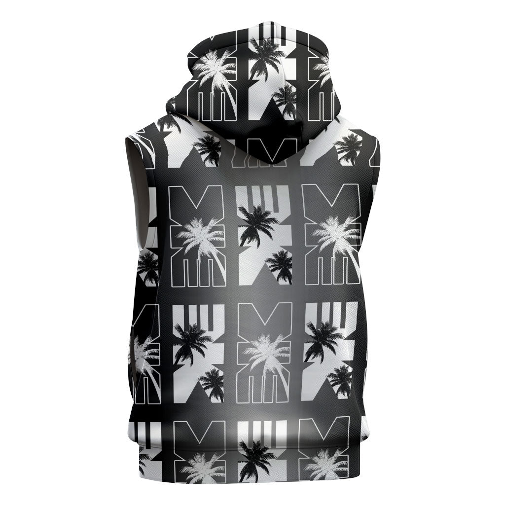 Bula Fiji Sleeveless Hoodie Black Makare Masi Tapa Pattern LT05 - Polynesian Pride