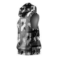 Bula Fiji Sleeveless Hoodie Black Makare Masi Tapa Pattern LT05 - Polynesian Pride